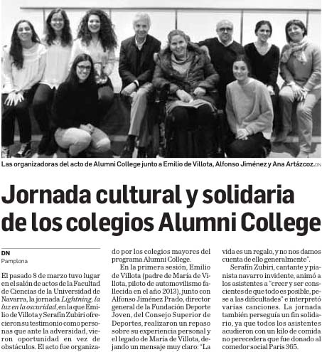Recorte de la noticia: Jornada cultural y solidaria de los colegios Alumni College